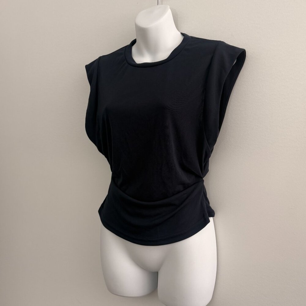 del RĀ Draped Waist Sleeveless Top | Midnight Blue | Size M | NWT - Picture 3 of 9